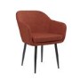 Set of 2 Rust Boucle Armchair Dining Chairs With Black Legs -Ally