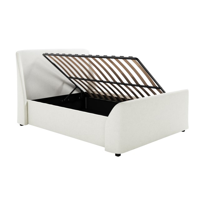 Cream Upholstered Double Side-Lift Ottoman Bed - Amelia