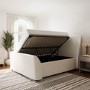 Cream Fabric Double Side-Lift Ottoman Bed - Amelia