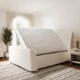 Cream Fabric King Size Side-Lift Ottoman Bed - Amelia