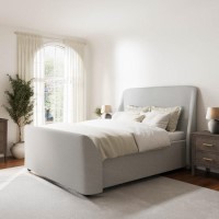 Grey Fabric Double Side-Lift Ottoman Bed - Amelia