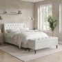 Cream Fabric Double Ottoman Bed with Legs - Amara