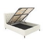 Cream Fabric Double Ottoman Bed with Legs - Amara