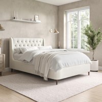 Cream Fabric Small Double Ottoman Bed with Legs - Amara