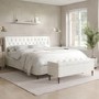 Cream Fabric Super King Ottoman Bed with Legs - Amara