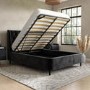 Black Velvet Double Ottoman Bed with Legs - Amara