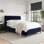 Navy Velvet Double Ottoman Bed With Legs - Amara