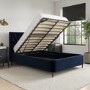 Navy Velvet King Size Ottoman Bed With Legs - Amara