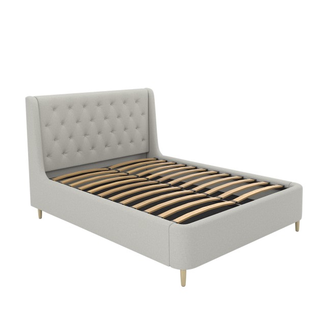 Grey Upholstered Double Ottoman Bed With Legs - Amara