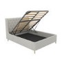 Grey Fabric Double Ottoman Bed With Legs - Amara