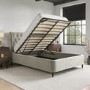 Beige Velvet Double Ottoman Bed With Legs - Amara