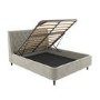 Beige Velvet King Size Ottoman Bed With Legs - Amara