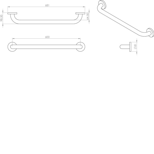 Stainless Steel Grab Rail 600mm