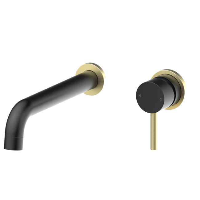 Black & Brass Wall Mounted Bath Mixer Tap - Arissa