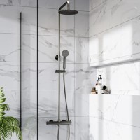 Gunmetal Grey Thermostatic Bar Mixer Shower with Slide Rail Kit & Hand Shower - Arissa