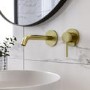 Brushed Brass Wall Mounted Basin Mixer Tap - Arissa