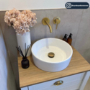 Brushed Brass Wall Mounted Basin Mixer Tap - Arissa