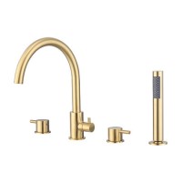 Brushed Brass 4 Hole Bath Shower Mixer Tap - Arissa