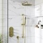 Brushed Brass 2 Outlet Concealed Thermostatic Shower Valve with Triple Control - Arissa