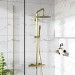 Brushed Brass Thermostatic Bar Mixer Shower Set with Slide Rail Kit & Pencil Hand Shower - Arissa