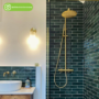 Brushed Brass Thermostatic Bar Mixer Shower Set with Slide Rail Kit & Pencil Hand Shower - Arissa