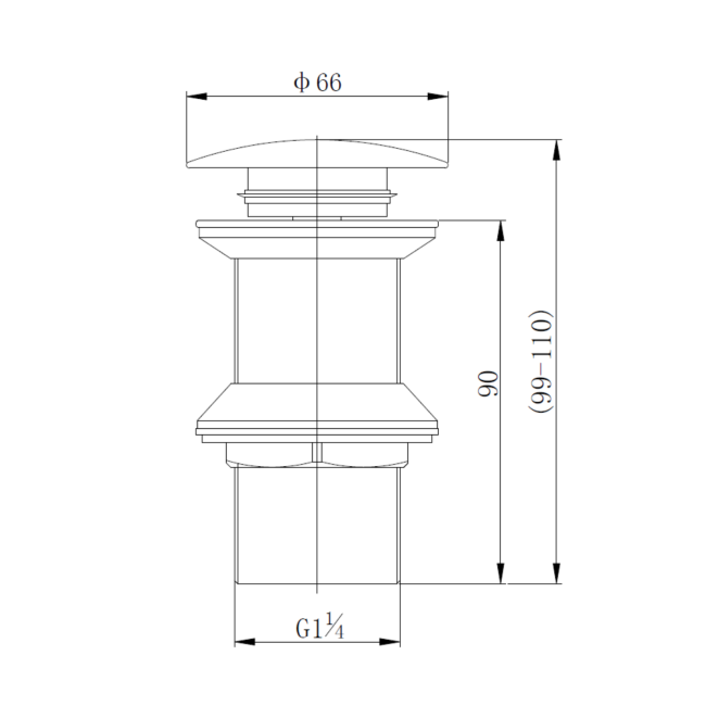 Black Click Clack Unslotted Basin Waste - Arissa