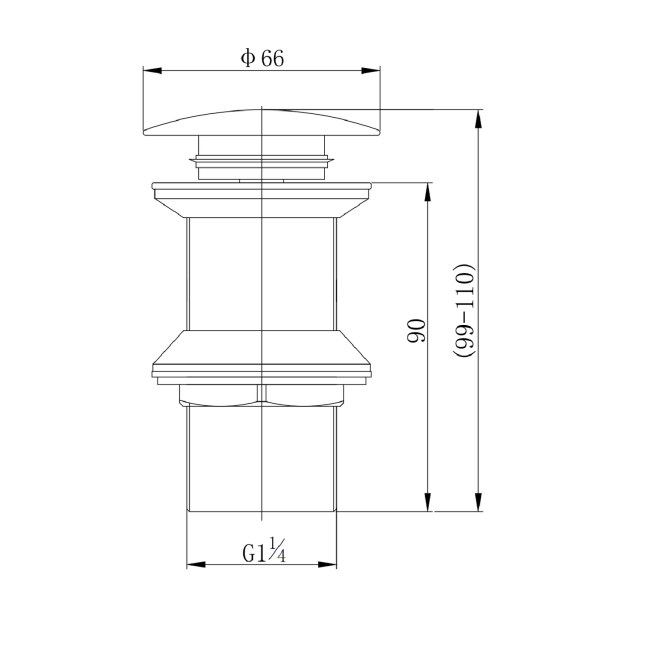 Bronze Click Clack Unslotted Basin Waste - Arissa