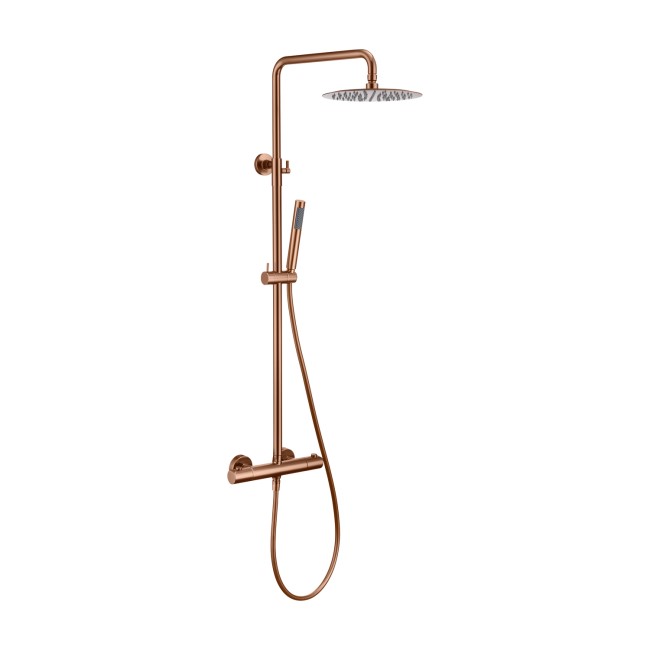 Brushed Bronze Thermostatic Bar Mixer Shower Set with Slide Rail Kit & Pencil Hand Shower - Arissa