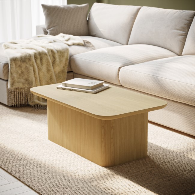 Large Rectangular Oak Coffee Table with Storage - Ari