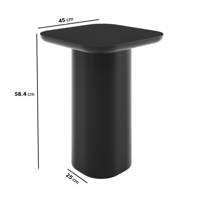 Large Black Square Wooden Pedestal Side Table - Ari