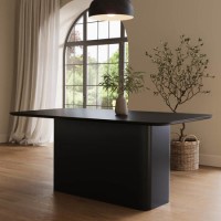 Large Black Wooden Dining Table - Seats 6 - Ari