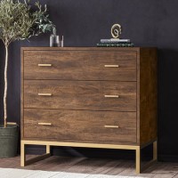 Walnut Chest of 3 Drawers with Legs - Aubrey 