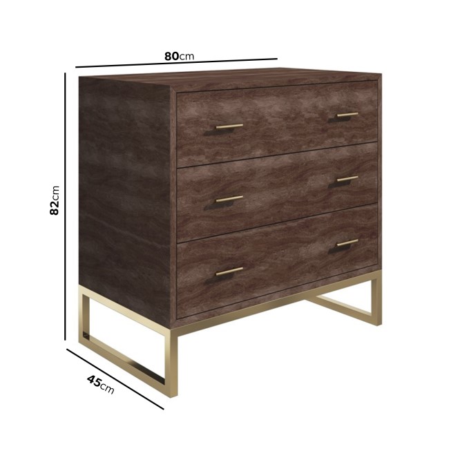 Walnut Chest of 3 Drawers with Legs - Aubrey 