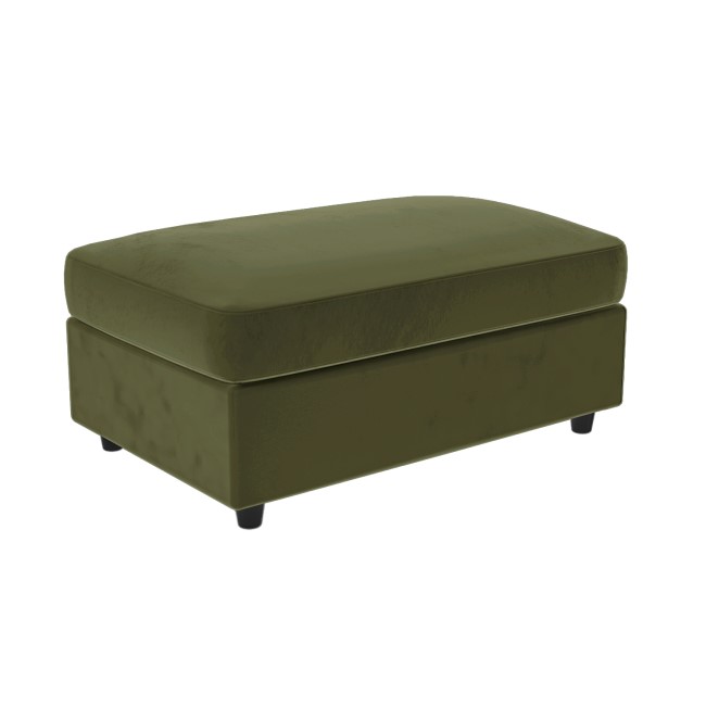 Large Olive Green Velvet Footstool - August