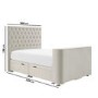 Super King TV Ottoman Bed in Cream Velvet with Chesterfield Headboard - Avery