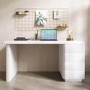 White Wooden Desk with 4 Drawers - Banks