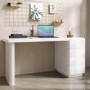 White Wooden Desk with 4 Drawers - Banks