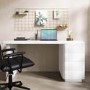 White Wooden Desk with 4 Drawers - Banks