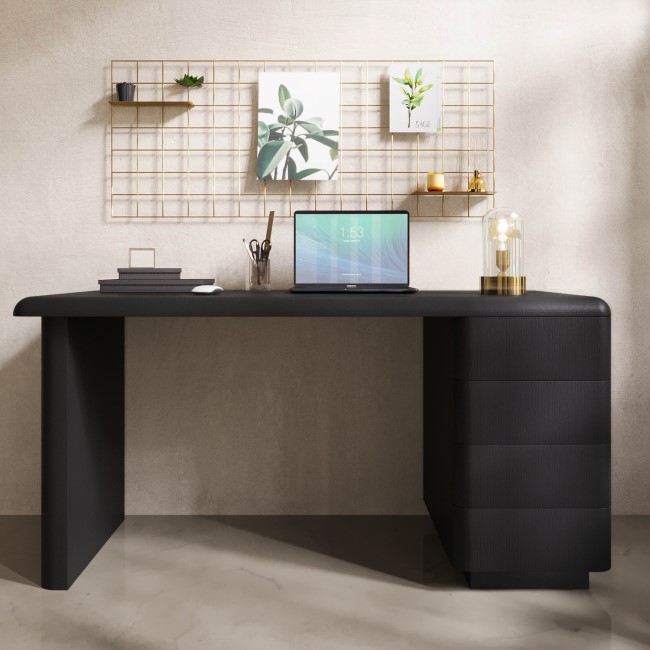 Banks Black Wood Desk with Drawers