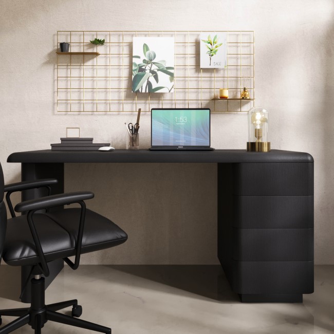 Banks Black Wood Desk with Drawers