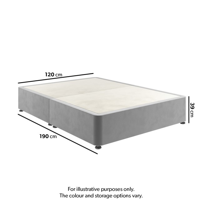 Grey Velvet Small Double Divan Bed Base with 2 Drawers - Langston