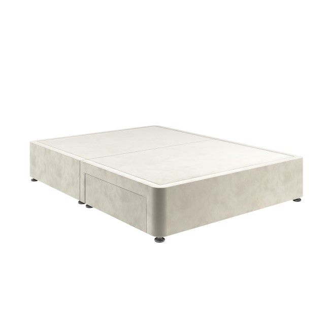 Beige Velvet Small Double Divan Bed Base with 2 Drawers - Langston