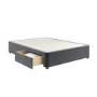 Grey Velvet King Size Divan Bed Base with 2 Drawers - Langston