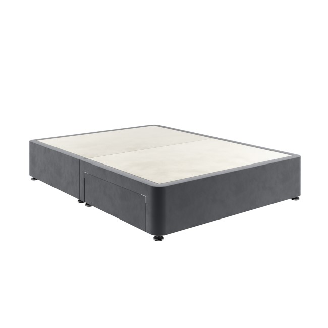 Grey Velvet Super King Size Divan Bed Base with 2 Drawers - Langston