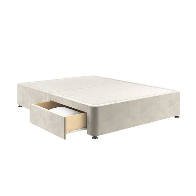 Beige Velvet Super King Size Divan Bed Base with 2 Drawers - Langston