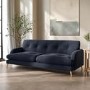 Dark Blue Velvet 3 Seater Mid Century Sofa - Beckett