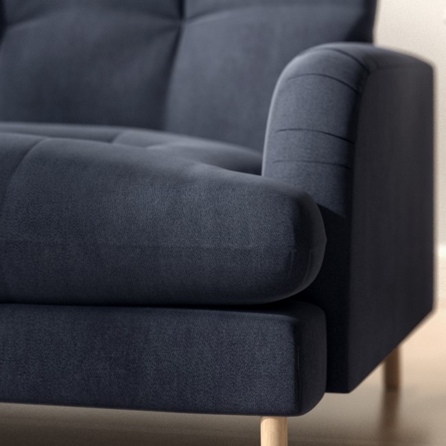 Dark Blue Velvet 3 Seater Mid Century Sofa - Beckett