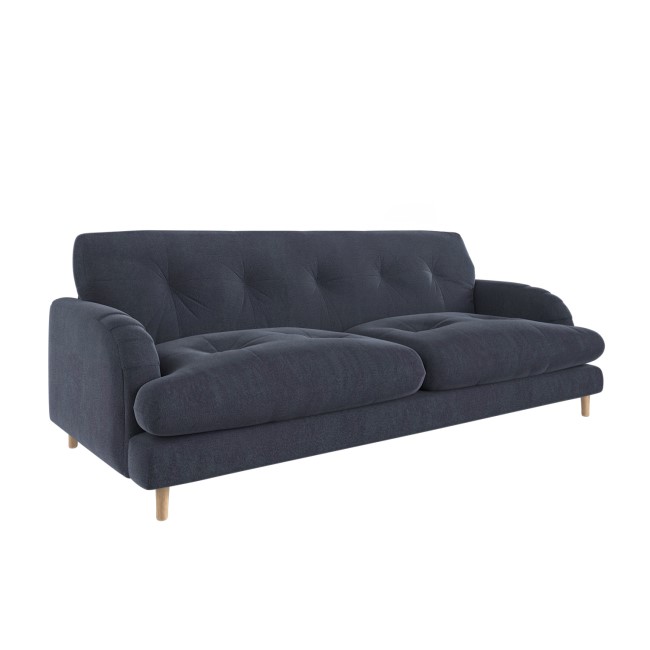 Dark Blue Velvet 3 Seater Mid Century Sofa - Beckett