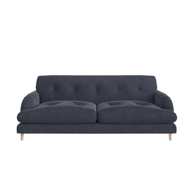 Dark Blue Velvet 3 Seater Mid Century Sofa - Beckett