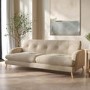 Beige Velvet 3 Seater Mid Century Sofa - Beckett